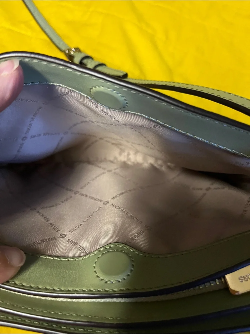 Michael Kors mint green Pebbled Leather Shoulder Bag